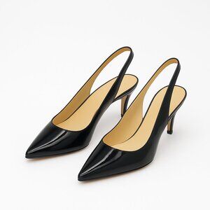 Expression Black Patent Slingback Pointed Toe Stiletto Pumps – Size 9